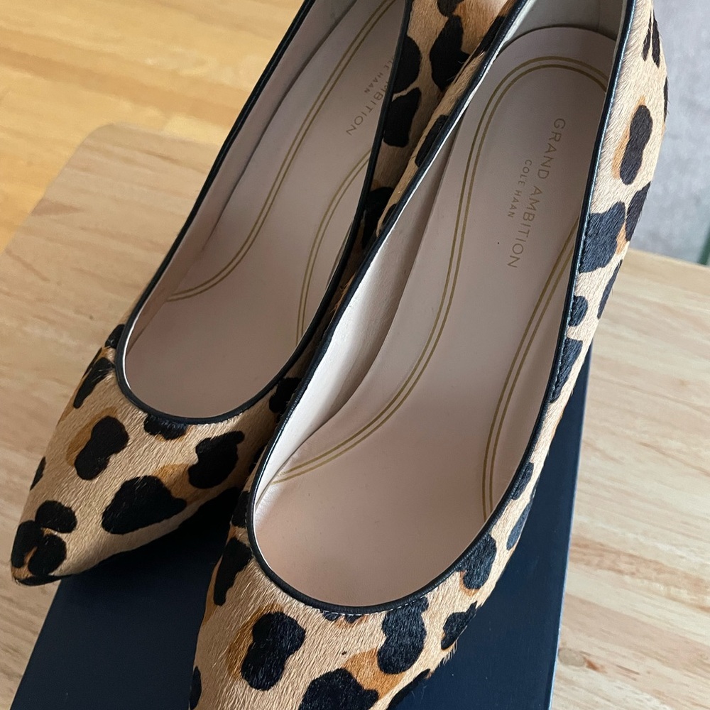 Cole Haan Leopard-Print Mid Heel Pumps in Brown and Black